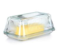 VILDE Beurrier en Verre - Couvercle hermétique - facile à nettoyer - design élégant - 17 x 10 x 7 cm