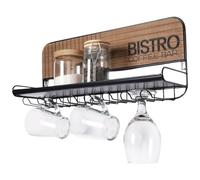 Vilde BISTRO Porte-gobelets, support mural, en métal, noir, 48 x 12 x 20 cm