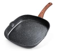 VILDE Black&Wood Poêle à griller carrée 28 x 28 cm - Revêtement antiadhésif en granit - Tous feux dont induction