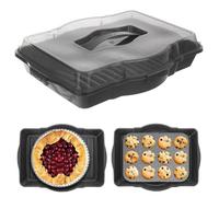 VILDE Boîte à Gâteau 45 x 35 x 9,5 cm - Plastique Durable - Poignée de Transport - Résistant -25°C à +95°C