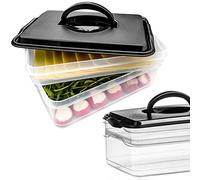 Vilde Boîte de Rangement Plastique avec Couvercle pour Cuisine | Lot de 2 pièces | 23 x 15,5 x 12,8 | Passe au lave-vaisselle | Transparent