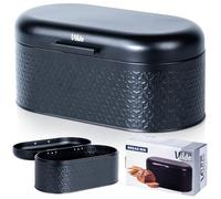 Vilde - Boîte en métal pain - Boîte à pain en acier - Noir - 34 x 20 x 15 cm