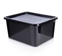 VILDE Boîtes de conservation20L - Plastique Noir - Couvercle Sécurisé - Empilable - Décoratif