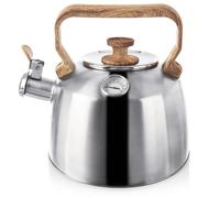 VILDE Bouilloire Classique 3,2 L - Acier inoxydable - sifflet inclinable - thermomètre - Compatible tous feux dont induction