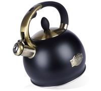 VILDE Bouilloire Classique Acier Inoxydable 3L - Sifflet automatique - Poignée imitation bois - Tous feux dont induction