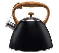 Vilde Bouilloire sifflante à ouverture automatique | 3 l, Compatible avec cuisinière à gaz, à induction, Couleur bois noir