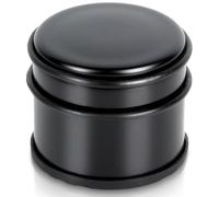 Vilde Butée de porte en acier inoxydable lourd noir 9,5 cm - Butée de porte de sol sans perçage avec anneau en caoutchouc - Support de porte contre le claquement pour appartement et bureau