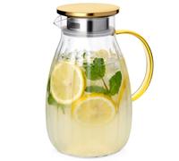Vilde Carafe en verre de 1,6 l avec couvercle et passoire pour boissons | Verre borosilicate, couvercle en acier inoxydable, 2 options de versement, passe au micro-ondes, de -20 à +150 °C