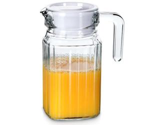 Vilde Carafe en verre transparent avec couvercle | Capacité : 600 ml, Poignée pratique et bec verseur ergonomique, Idéal pour l'eau, la limonade