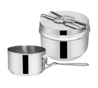 VILDE Casserole Camping 3 pcs - Acier inoxydable - Pliable - Léger - idéal camping et randonnée