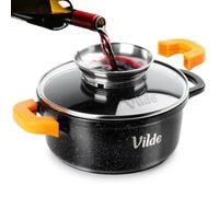 Vilde Casserole en granit, avec couvercle, 16 cm, 1,2 l, pour induction, cuisine, gaz et électrique, passe au lave-vaisselle