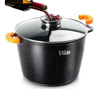 Vilde Casserole en granit, avec couvercle, anti-adhésive, avec couvercle, 28 cm, 9,7 l, pour induction, cuisine, gaz et électrique, passe au lave-vaisselle
