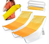 Vilde - Chaise longue de jardin pliable - Lot de 2 - Jaune orange