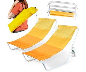Vilde - Chaise longue de jardin pliable - Lot de 2 - Jaune orange