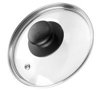 Vilde Couvercle en verre avec anneau en acier inoxydable pour casserole et poêle, diamètre : 12, 14, 16, 18, 20, 22, 24, 26, 28, 30, 32 cm, résistant à la chaleur à 200 °C, couvercle universel