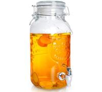 Vilde Distributeur de boissons avec robinet 4 l - Verre avec support - Distributeur de limonade en forme de tonneau - Distributeur de boissons pour jus, eau et fêtes