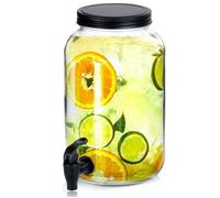 VILDE Distributeur de boissons en verre 3,2 L - Robinet en plastique - couvercle à vis en métal - idéal pour limonade et punch