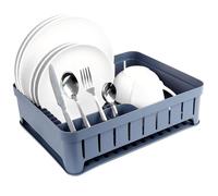 VILDE Égouttoir à vaisselle Compact 39,8 x 31 x 12 cm - Plastique gris - bac amovible - pour 11 assiettes et couverts