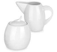 VILDE Ensemble crémier et sucrier - Porcelaine blanche, design moderne, lavable au lave-vaisselle