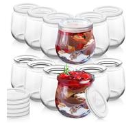 VILDE Ensemble de 12 pots en verre 130 ml - Couvercles hermétiques - Idéal pour yaourts, desserts et conserves
