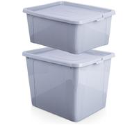 VILDE Ensemble de 2 récipients de rangement 20L/30L - Plastique durable avec couvercles verrouillables - Idéal pour la maison