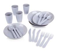 VILDE Ensemble de vaisselle et couverts de pique-nique 20 pièces - Plastique durable - léger - incassable - sans BPA