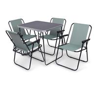 VILDE Ensemble Table Pliable et 4 Chaises - MDF Graphite, Résistant aux Intempéries, Idéal Camping et Jardin