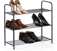 VILDE Étagère à chaussures 3 niveaux - Métal noir - compacte - pour 9 à 12 paires - Idéale pour couloir et garage