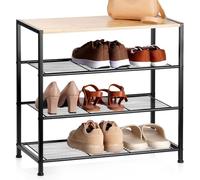Vilde Étagère à chaussures en métal noir à 4 niveaux 60 x 30 x 57 cm - Étagère à chaussures peu encombrante - Pour couloir, penderie, cave, chaussures - Organiseur avec étagère