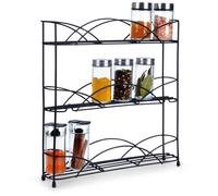 VILDE Etagère à épices 3 niveaux - Métal noir, style industriel, pieds en caoutchouc, pour cuisine et salle de bain