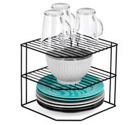 VILDE Etagère d'angle 3 Niveaux - Métal Noir - Design industriel - polyvalente pour cuisine, salle de bain, bureau