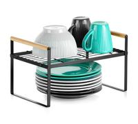 Vilde Étagère de cuisine en métal noir - 33 x 21 x 19,5 cm - Organiseur - Étagère de cuisine peu encombrante - Étagère empilable pour épices, assiettes, gobelets, armoire de rangement, plan de travail