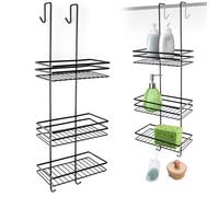 VILDE Étagère de douche suspendue 3 niveaux - Métal noir - installation facile - idéale pour cosmétiques et accessoires