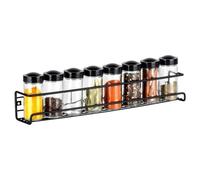 Vilde Étagère murale à épices en métal noir - Étagère murale de cuisine pour épices - Avec kit de montage - Organisateur mural pour cuisine, salle de bain - Étagère pour épices et cosmétiques