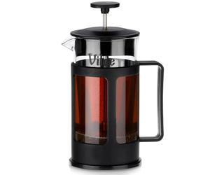 Vilde French Press Cafetière élégante avec verseuse en verre - Passoire fine en acier inoxydable pour boissons aromatiques - Poignée ergonomique et bec verseur anti-goutte - Verre résistant à la