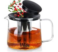 VILDE Infuseur Pichet en Verre 1 5 L - Verre borosilicaté - inox - couvercle pratique - Pour thés et boissons froides