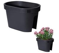 Vilde Jardinière de Balcon - Pot de Fleurs - pour Balustrade de Balcon - À Suspendre - Noir - 39,5 x 26,5 x 24 cm