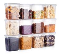 VILDE Lot de 12 boîtes de conservation 1,85L - Plastique durable - sans BPA - hermétiques - empilables - lave-vaisselle