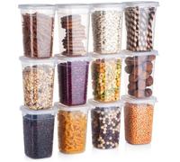 VILDE Lot de 12 boîtes de conservation hermétiques 1L - Plastique durable - sans BPA - hermétiques - empilables - micro-ondes