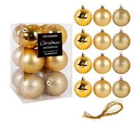 Vilde Lot de 12 boules de Noël incassables - 6 cm - Doré