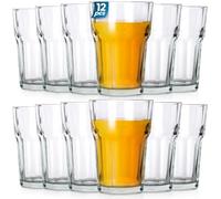 Vilde Lot de 12 verres à eau, verres à jus universels, haute résistance aux chocs, verres à jus, verres longs, gobelets en verre, 360 ml, 12 pièces