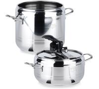 VILDE Lot de 2 autocuiseurs inox PROFI 4+7 L - Soupape de sécurité - Toutes plaques induction
