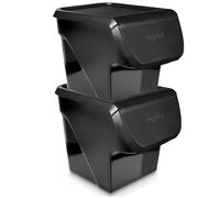 Vilde Lot de 2 boîtes de conservation empilables de 13 l - Avec couvercle et rabat - Pour pommes de terre, oignons - Sans BPA - Avec verre doseur