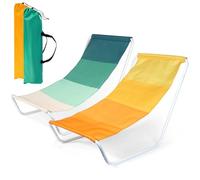 Vilde Lot de 2 chaises de plage pliables avec sac de transport - Chaise de camping légère - Pour plage, jardin, balcon, terrasse - Armature en métal - Siège en polyester - Portable - Pour voyage