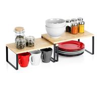 VILDE Lot de 2 étagères de cuisine - en bambou - Design moderne - empilables et coulissantes - parfaites pour épices et accessoires