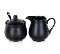 Vilde Lot de 2 pots à lait et sucrier en porcelaine avec couvercle cuillère noire - Accessoires de café modernes pour la maison - Gastronomie - Passe au lave-vaisselle