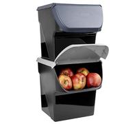 Vilde Lot de 2 récipients de conservation pour pommes de terre, oignons, légumes, rangement 13 l, gris, anthracite