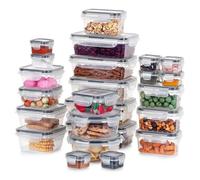 VILDE Lot de 24 Boîte de Conservation Alimentaire - Plastique transparent - étanches - adaptés micro-ondes et lave-vaisselle