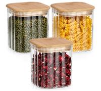 Vilde Lot de 3 bocaux de conservation avec couvercle en bambou 750 ml