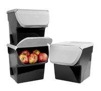 VILDE Lot de 3 conteneurs de stockage 34x26x27,5 cm - Plastique alimentaire - couvercle à rabat - lave-vaisselle